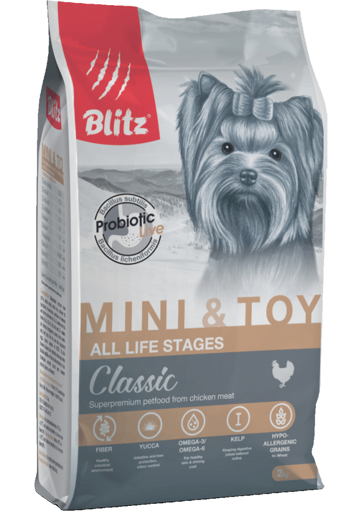 BLITZ ADULT MINI&TOY/полнорационный сухой корм для взрослых собак миниатюрных и мелких пород/7 кг