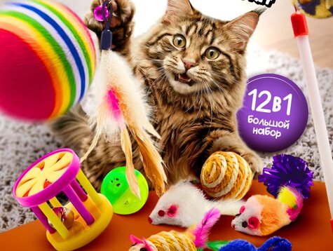 Игрушки для кошек набор 12 шт