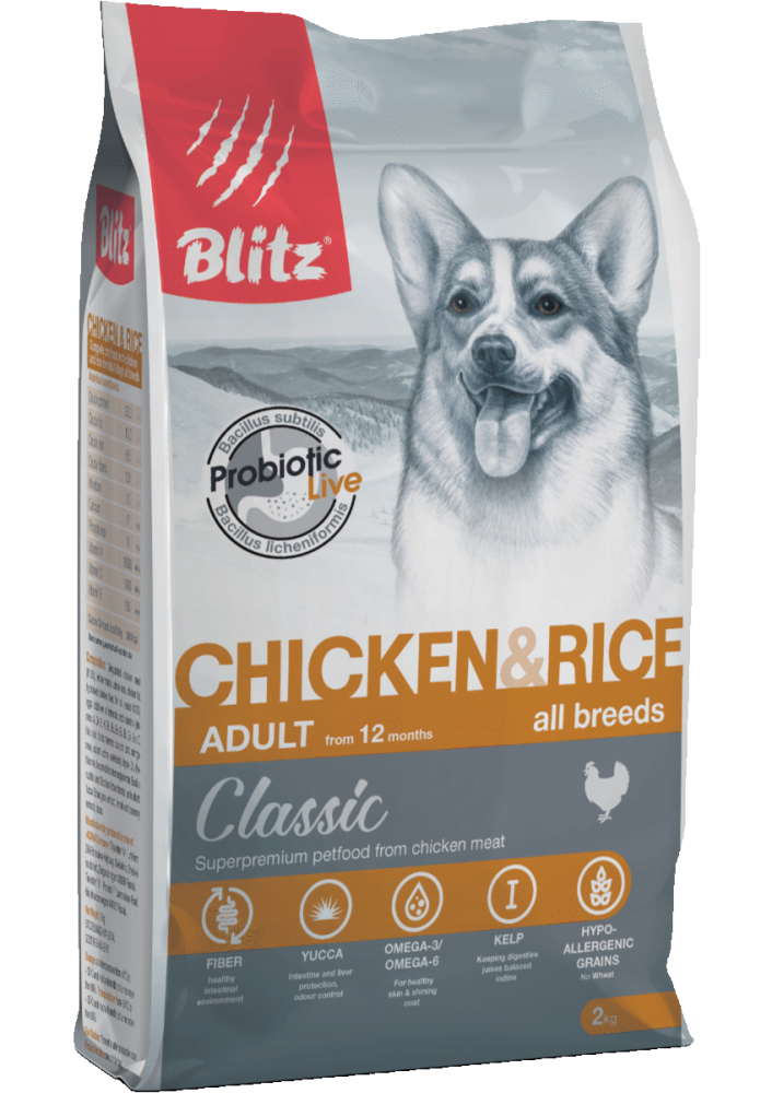 BLITZ ADULT Chicken&Rice (курица+рис)/ для взрослых собак/15 кг