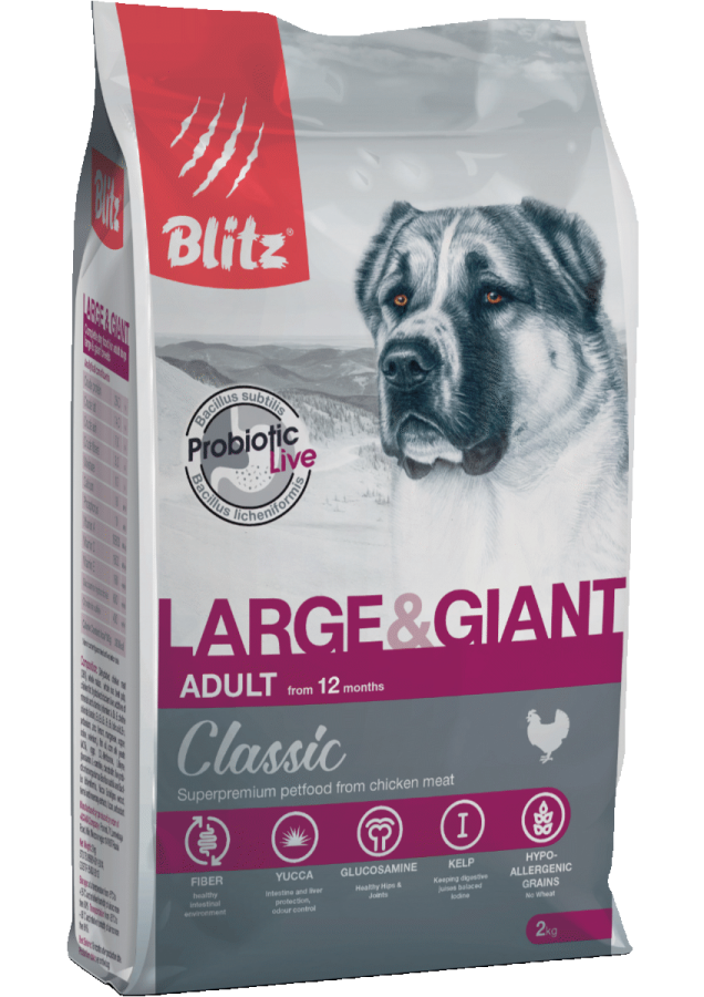 BLITZ ADULT LARGE&GIANT BREEDS/для взрослых собак крупных и гигантских п-д/ 2 кг