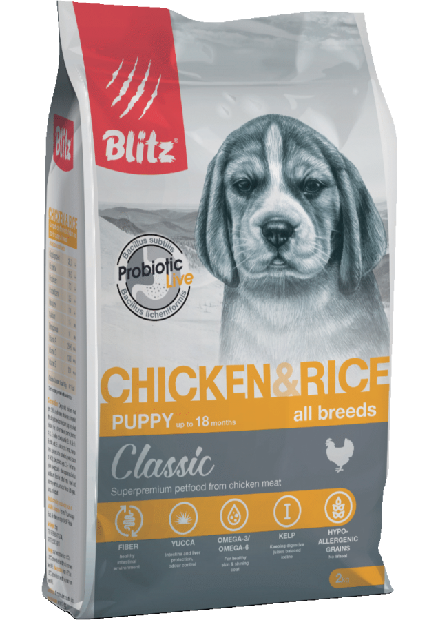 BLITZ PUPPY Chicken & Rice (Курица+рис)/корм для щенков/15 кг
