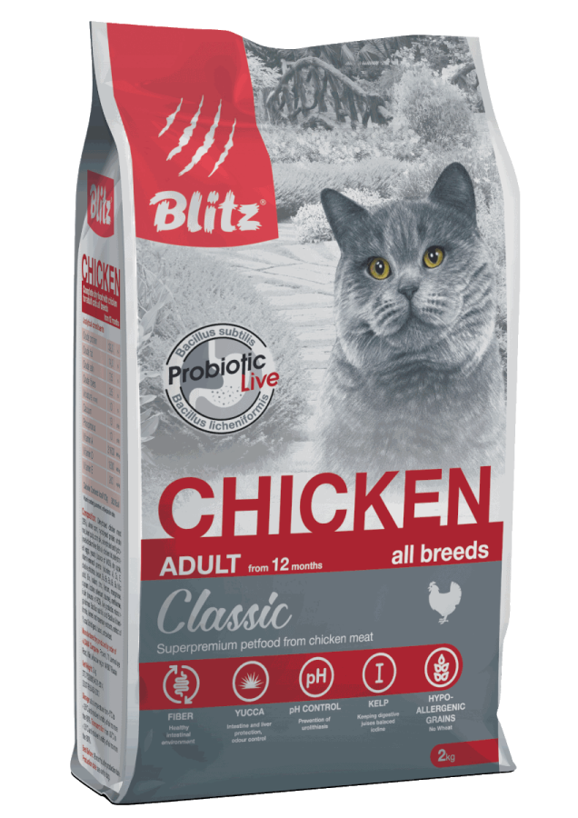 BLITZ ADULT CATS CHICKEN/сухой корм для взрослых кош. с Курицей/2 кг