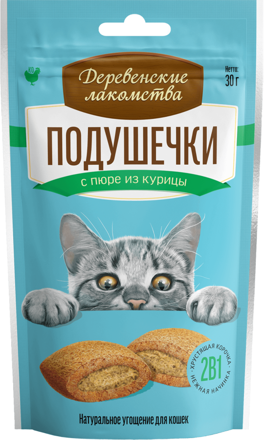 "Деревенские лакомства" Подушечки с пюре из курицы, 30г